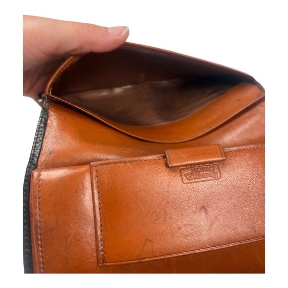 DOONEY & BOURKE Wallet Clutch Navy Blue Tan Vintage Kiss-Lock Bifold Classic - Picture 10 of 15